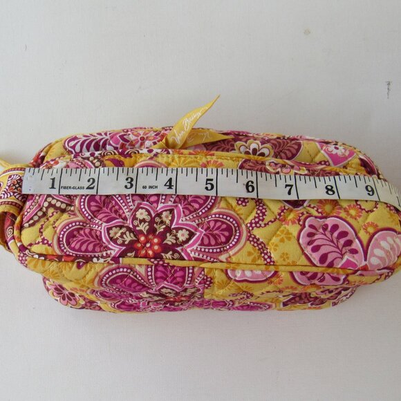 Vera Bradley Women's Bali Gold Yellow Patterned Makeup Toiletry Cosmetic Bag - Picture 11 of 12
